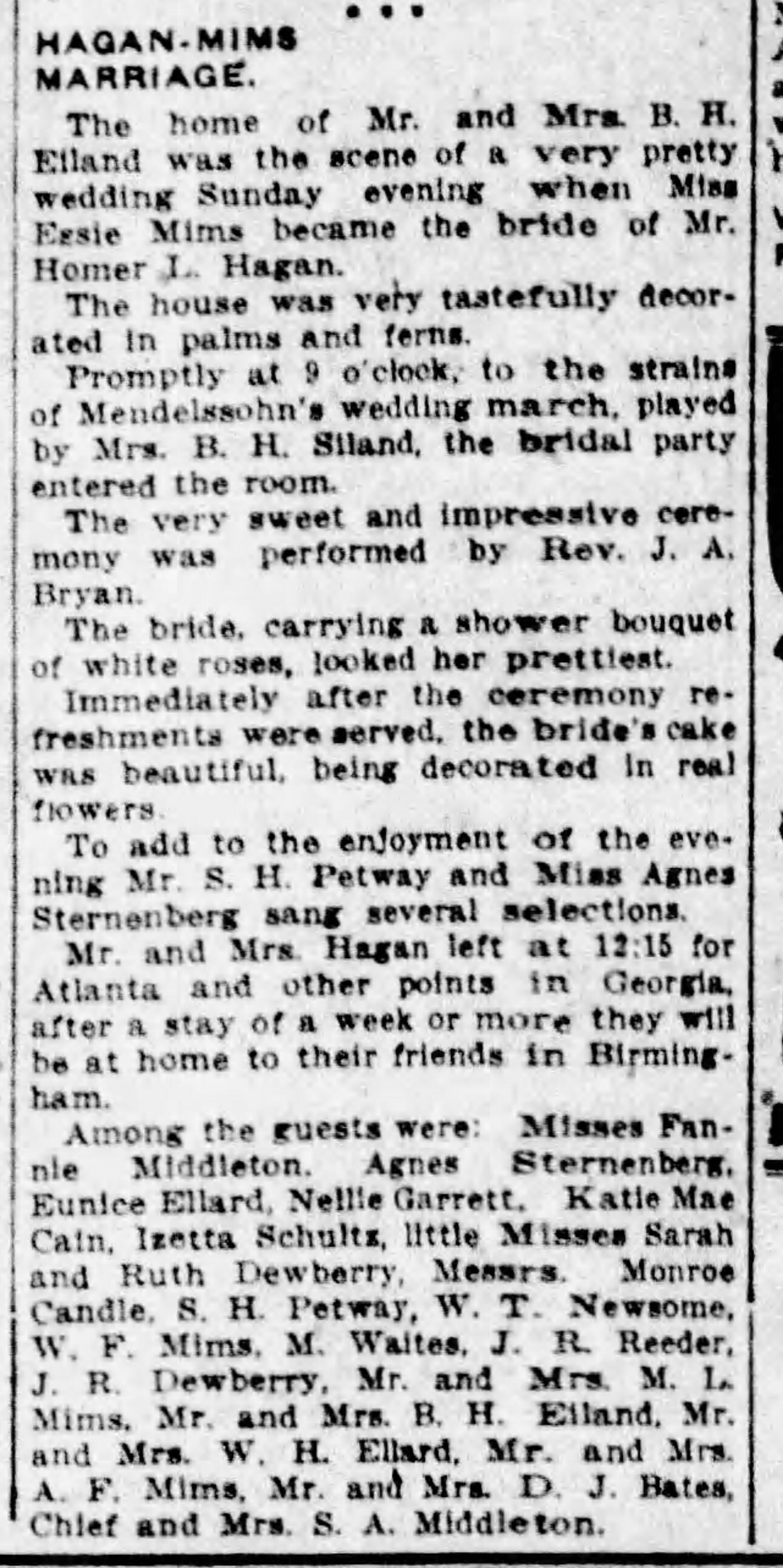 Ersie Mims-Homer L. Hagan